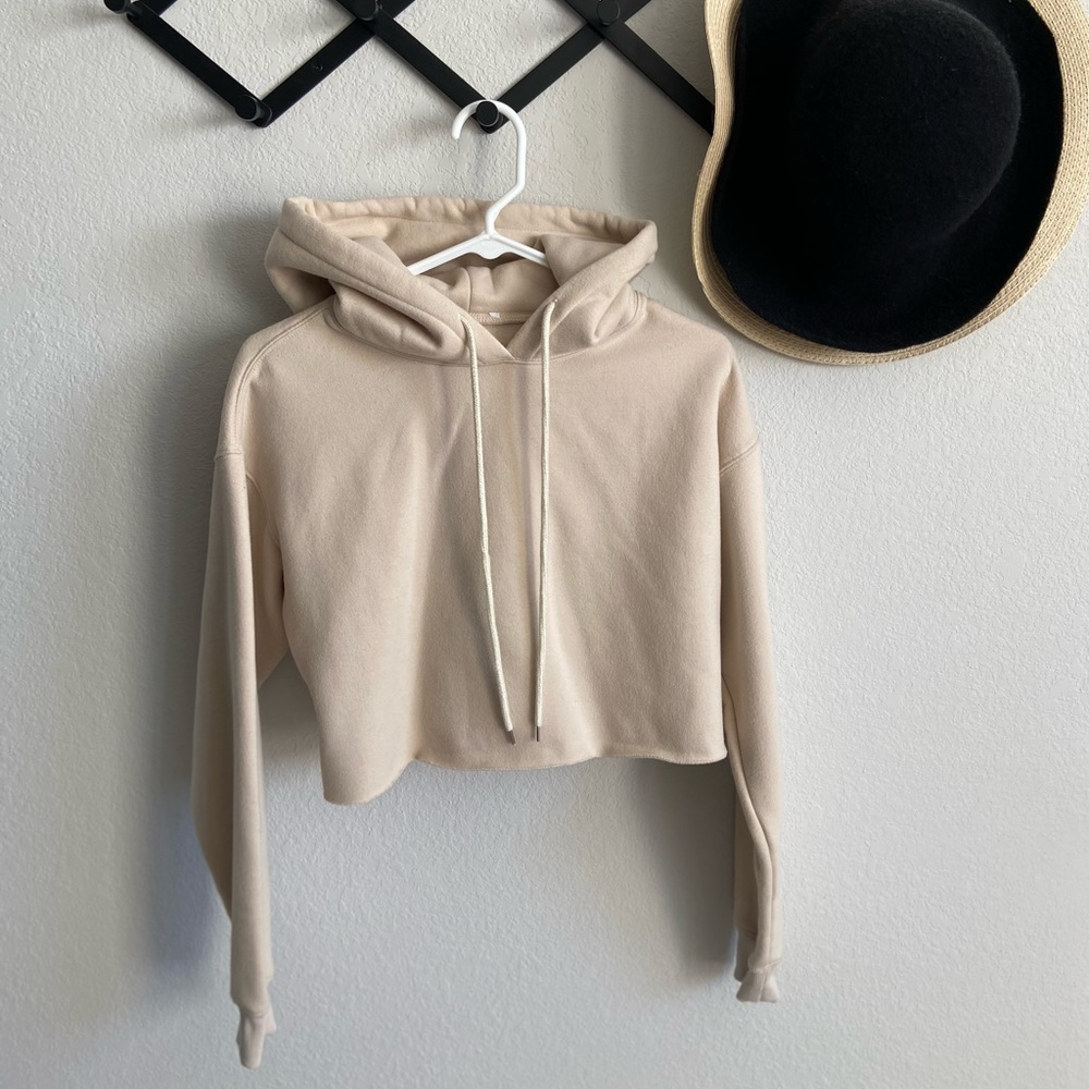 Beige Cropped Hoodie Princess Polly